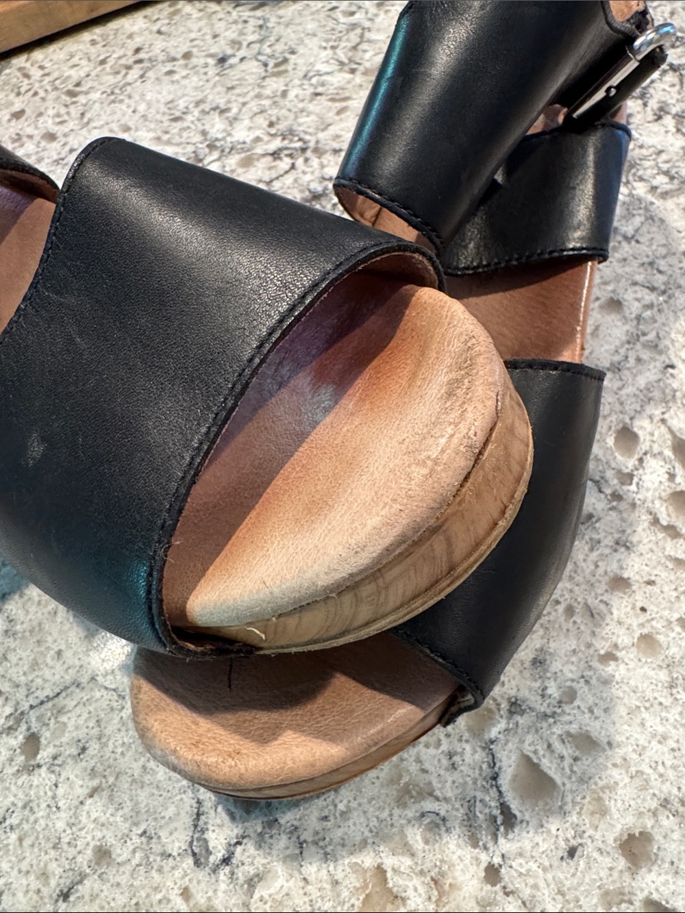 Dansko MINKA Black Leather Two-Band Ankle-Strap Sandals - Picture 9 of 10